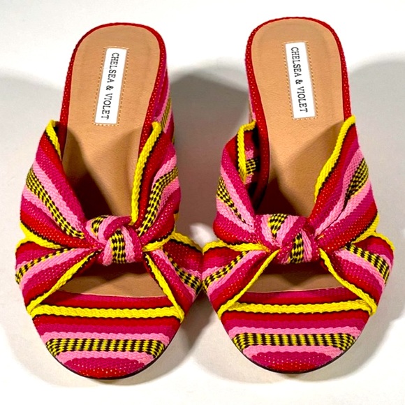 New Chelsea & Violet Gia Knot Stripe Printed Mules - Picture 13 of 16